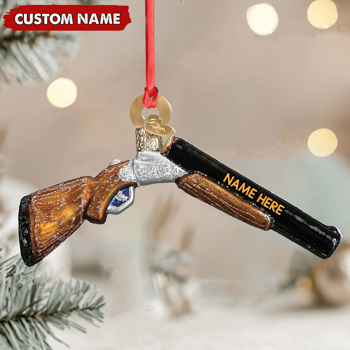 Blisscorners Personalized Shotgun Christmas Ornament - Custom Name Gift for Hunters & Outdoorsmen LM0411
