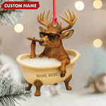 Blisscorners Personalized Funny Deer Bathtub Ornament, Cool Buck Relaxing Christmas Decor, Unique Gag Gift for Hunters and Men LM0411