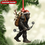 Blisscorners Bigfoot Hunter Christmas Ornament, Funny Sasquatch Archery Decor, Rustic Holiday Gift for Outdoor Adventure Lovers LM0411