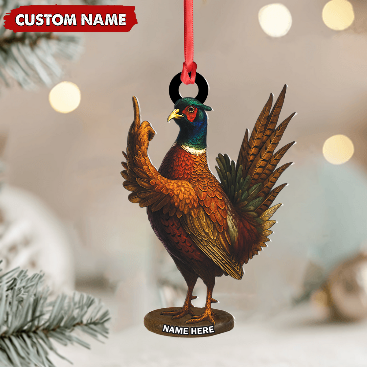 Blisscorners Personalized Funny Pheasant Acrylic Ornament - Custom Christmas Gift for Hunters & Bird Lovers LM0411