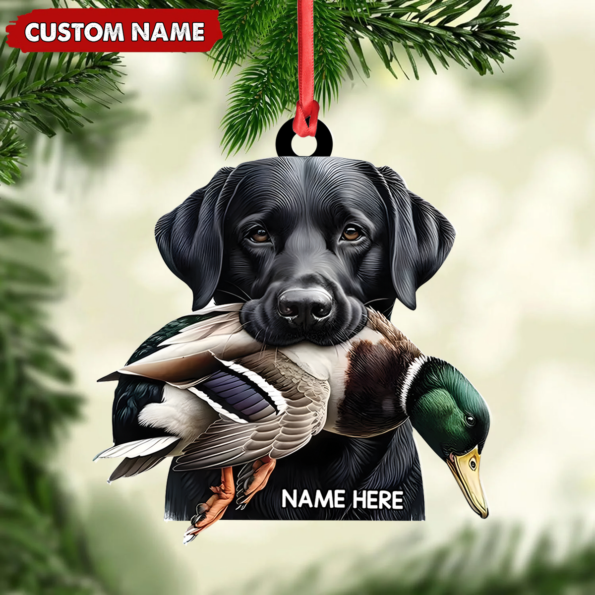 Blisscorners Personalized Hunting Dog Acrylic Ornament - Personalized Labrador Retriever & Duck Christmas Gift LM0411
