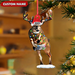 Blisscorners Personalized Deer Acrylic Christmas Ornament - Custom Name Buck with Lights Holiday Gift LM0411