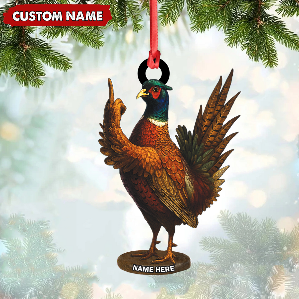Blisscorners Personalized Funny Pheasant Acrylic Ornament - Custom Christmas Gift for Hunters & Bird Lovers LM0411
