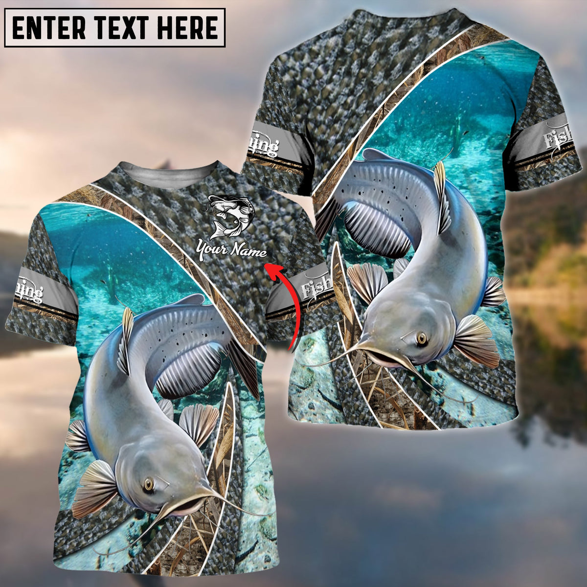 Blisscorners Catfish Skin And Camo Fishing Cool Customize Name 3D Shirts