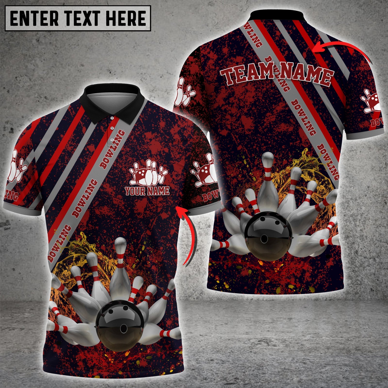 Blisscorners Water Splash Bowling And Pins Multicolor Option Customized Name 3D Shirt