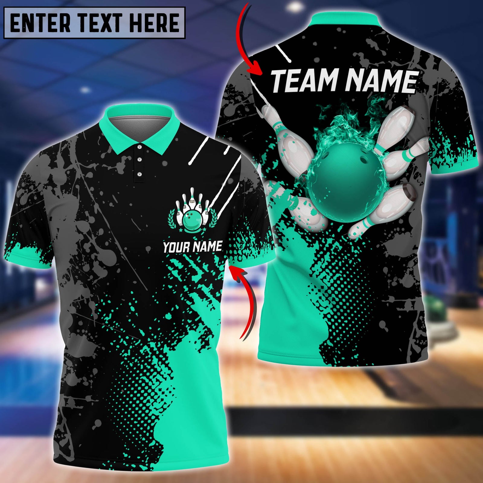 Blisscorners Fire Paint Bowling And Pins Multicolor Option Customized Name 3D Shirt
