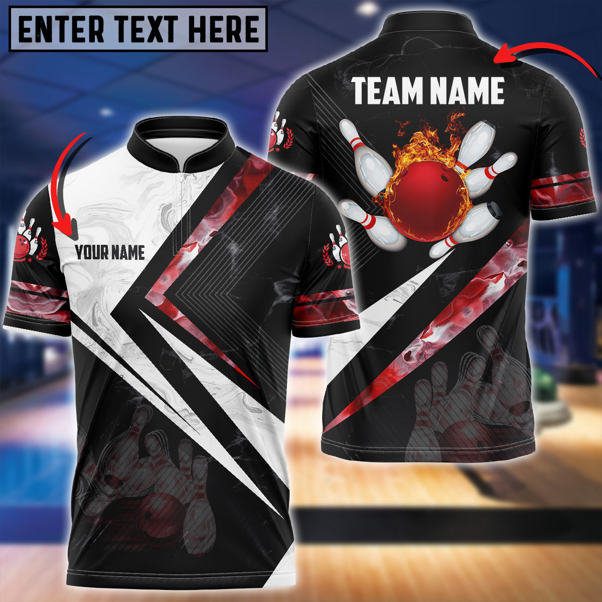Blisscorners Smoky Flame Bowling And Pins Multicolor Option Customized Name 3D Shirt