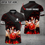 Blisscorners Black And Red Bowling Hexagon Pattern Customized Name 3D Shirt