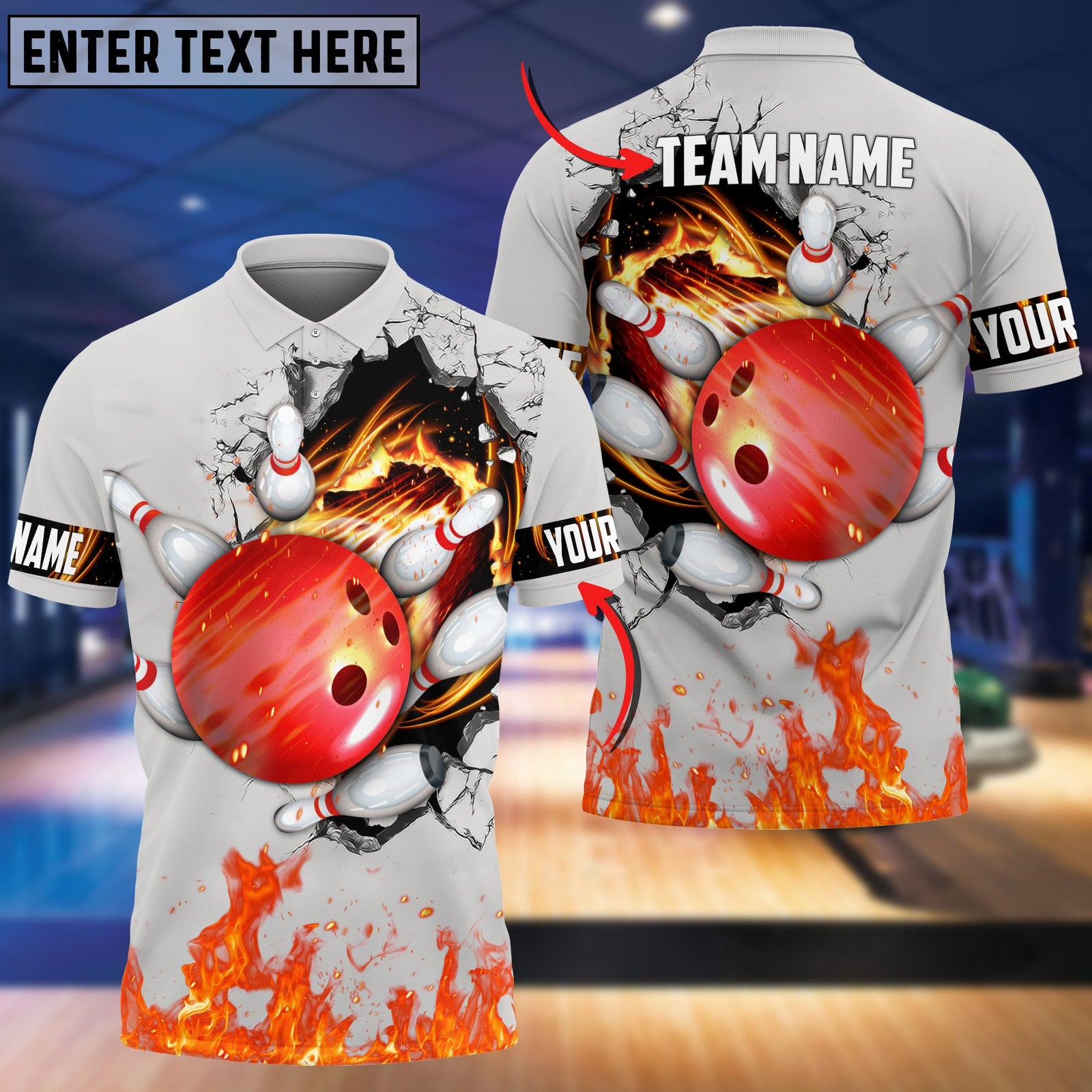 Blisscorners Bowling And Pins Break Multicolor Customized Name 3D Shirt