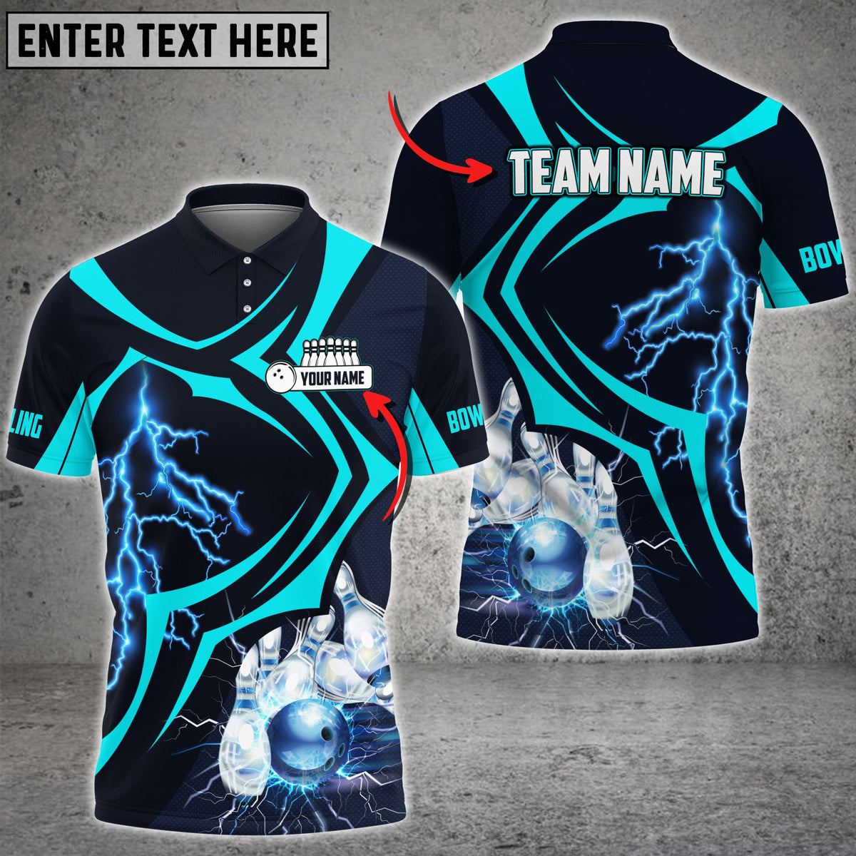 Blisscorners Bowling Ball Crashing The Pins Thunder Pattern Premium Customized Name 3D Shirt