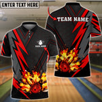 Blisscorners Bowling BallAnd Pins Flame Red Thunder Pattern Premium Customized Name 3D Shirt