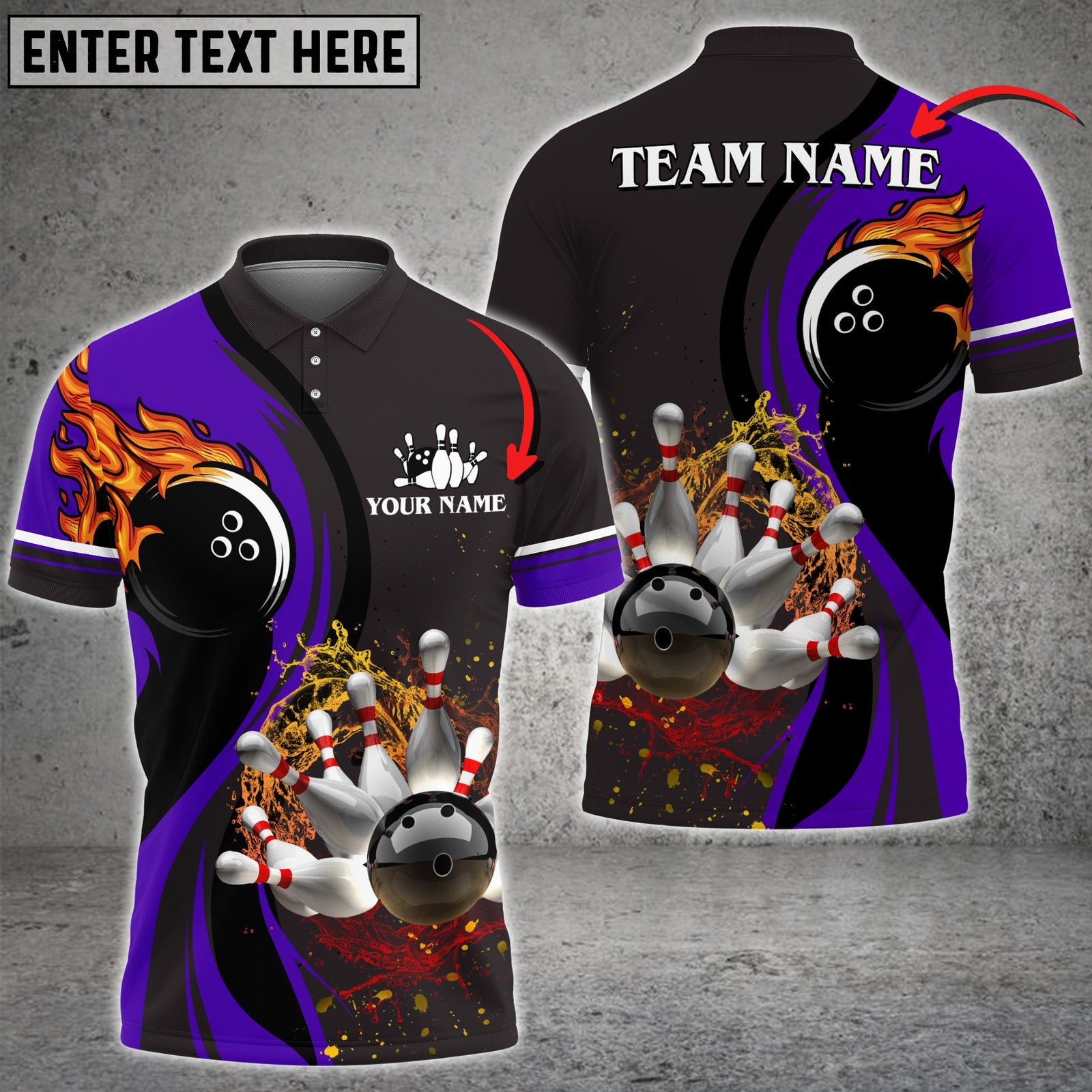Blisscorners Bowling And Pins Water Flow Multicolor Option Customized Name 3D Shirt