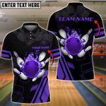 Blisscorners Purple Bowling Ball Flame Personalized Name All Over Printed Shirt