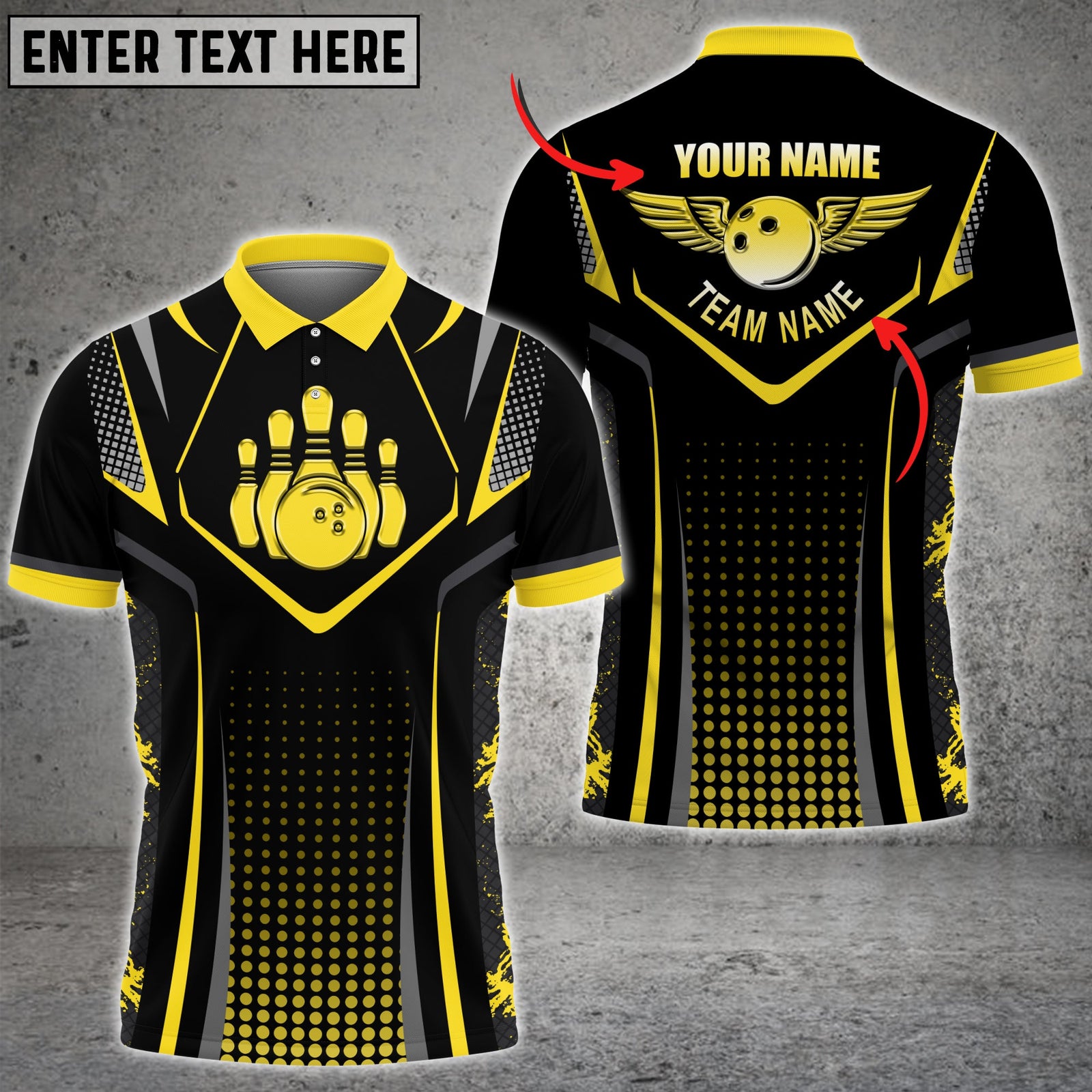 Blisscorners Bowling And Pins Polka Dot Motifs Premium Multicolor Option Customized Name 3D Shirt