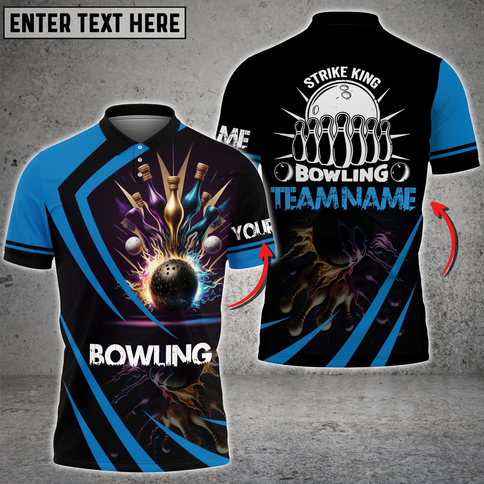 Blisscorners Strike King Bowling Multicolor Option Customized Name 3D Shirt