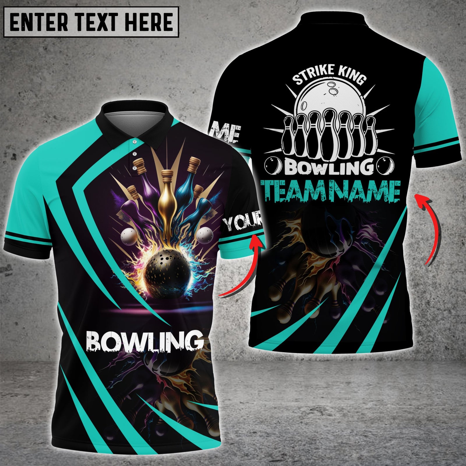 Blisscorners Strike King Bowling Multicolor Option Customized Name 3D Shirt