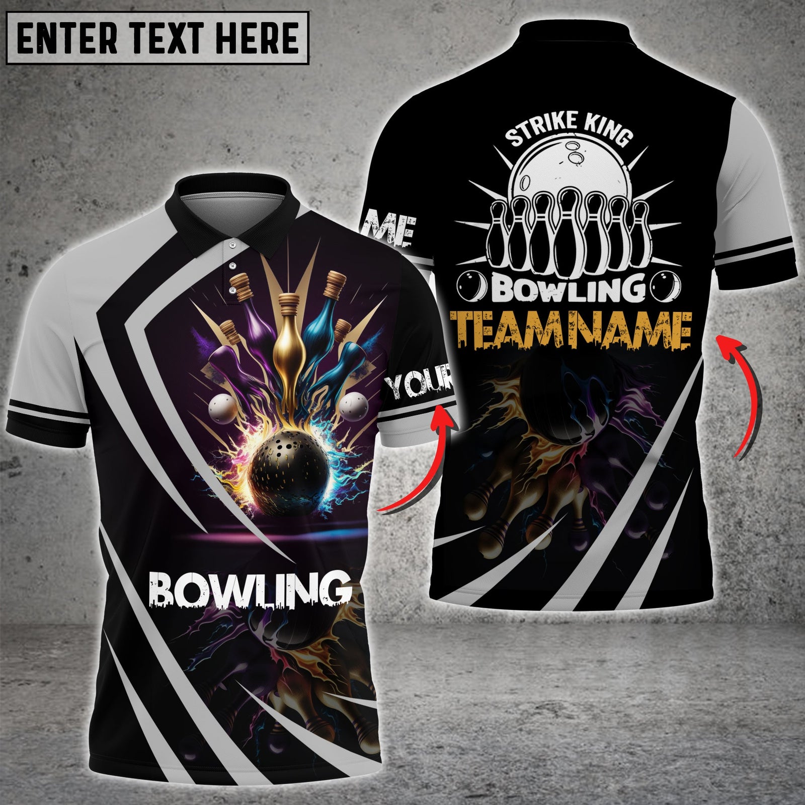Blisscorners Strike King Bowling Multicolor Option Customized Name 3D Shirt