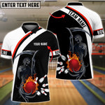 Blisscorners Red Bowling Ball Black And White Skull Pattern Premium Customized Name 3D Shirt
