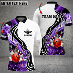Blisscorners Bowling And Pins Purple Smoke Pattern Customized Name 3D Shirt