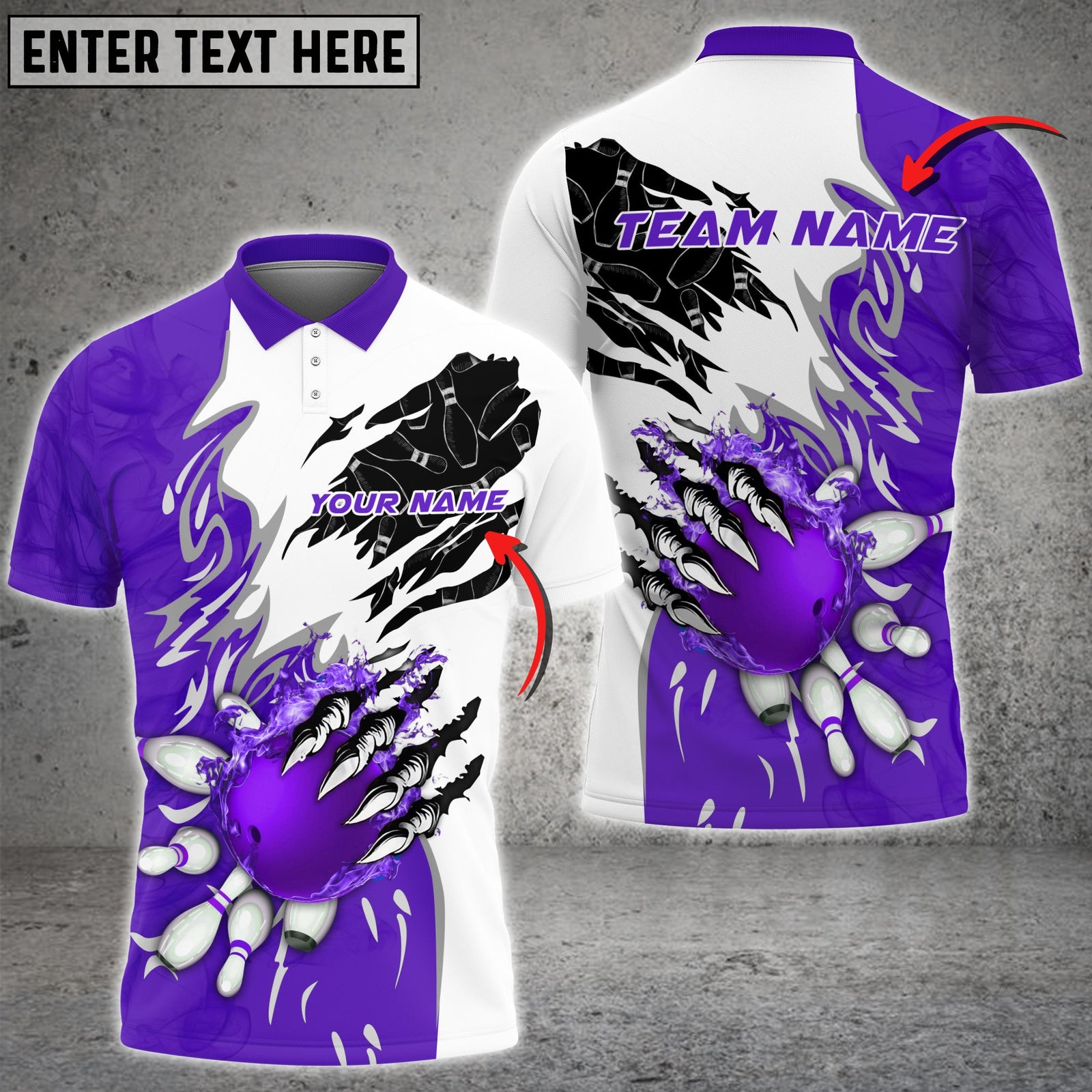 Blisscorners Bowling And Pins Plame Monster Hand Premium Multicolor Option Personalized Name 3D Shirt