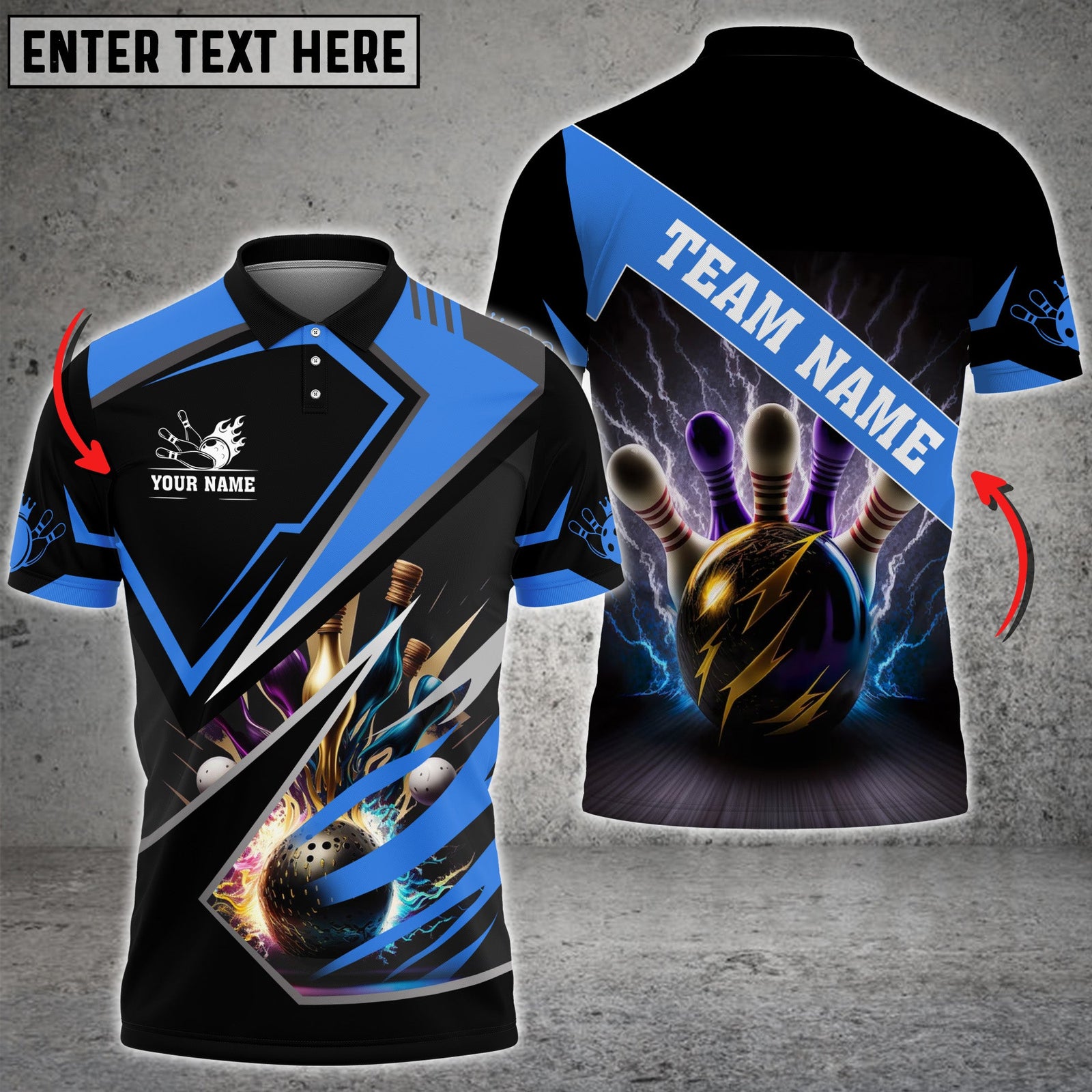 Blisscorners Bowling And Pins Premium Multicolor Option Customized Name 3D Shirt