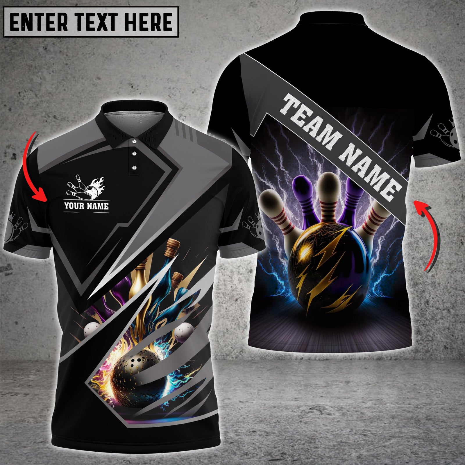 Blisscorners Bowling And Pins Premium Multicolor Option Customized Name 3D Shirt