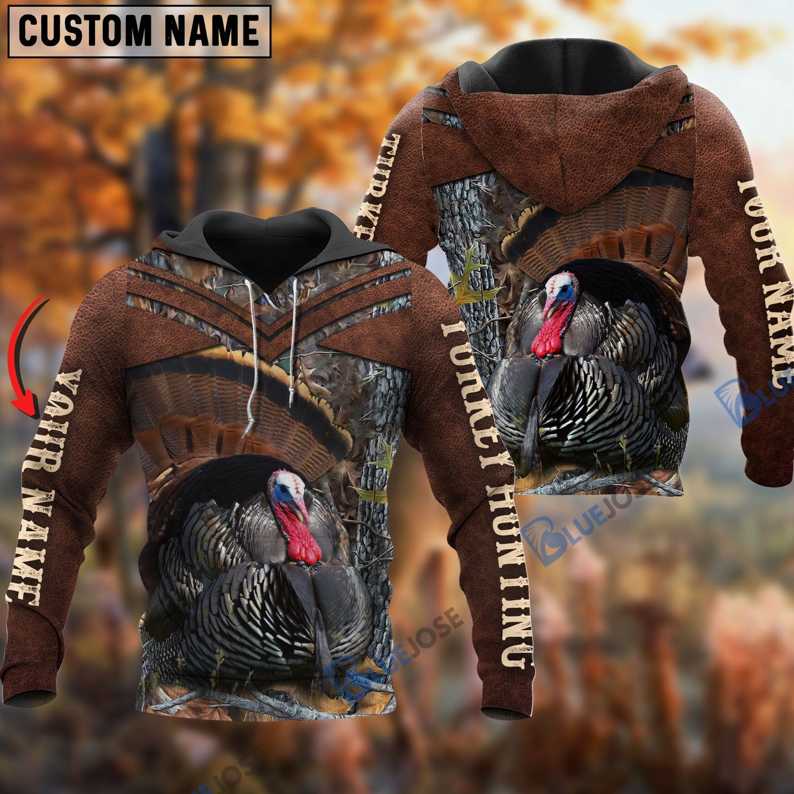 Blisscorners Customized Name Turkey Hunting Pattern 3D Shirts