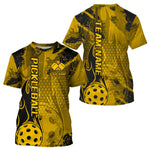 Blisscorners Black And Yellow Flame Custom Pickleball Polo Shirts For Men, Team Pickleball Jerseys LM2206