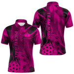 Blisscorners Black And Pink Flame Custom Pickleball Polo Shirts For Men, Team Pickleball Jerseys LM2206