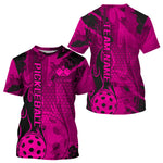 Blisscorners Black And Pink Flame Custom Pickleball Polo Shirts For Men, Team Pickleball Jerseys LM2206