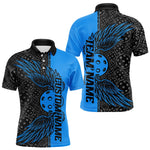Blisscorners Black And Blue Custom Pickleball Wings Polo Shirts For Men, Mens Pickleball Team Shirts LM1307