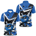 Blisscorners Custom Black And Blue Star Funny Bowling Polo Shirts For Men, Bowling Tournament Shirt LM2206
