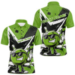 Blisscorners Custom Black And Green Star Funny Bowling Polo Shirts For Men, Bowling Tournament Shirt LM2206