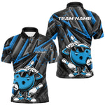 Blisscorners Black And Blue Funny Custom Bowling Jerseys, Cool Bowling Polo Shirts For Men LM2206