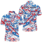 Blisscorners Custom Red, White And Blue Splatter Patriotic Bowling Polo Team Shirts For Men