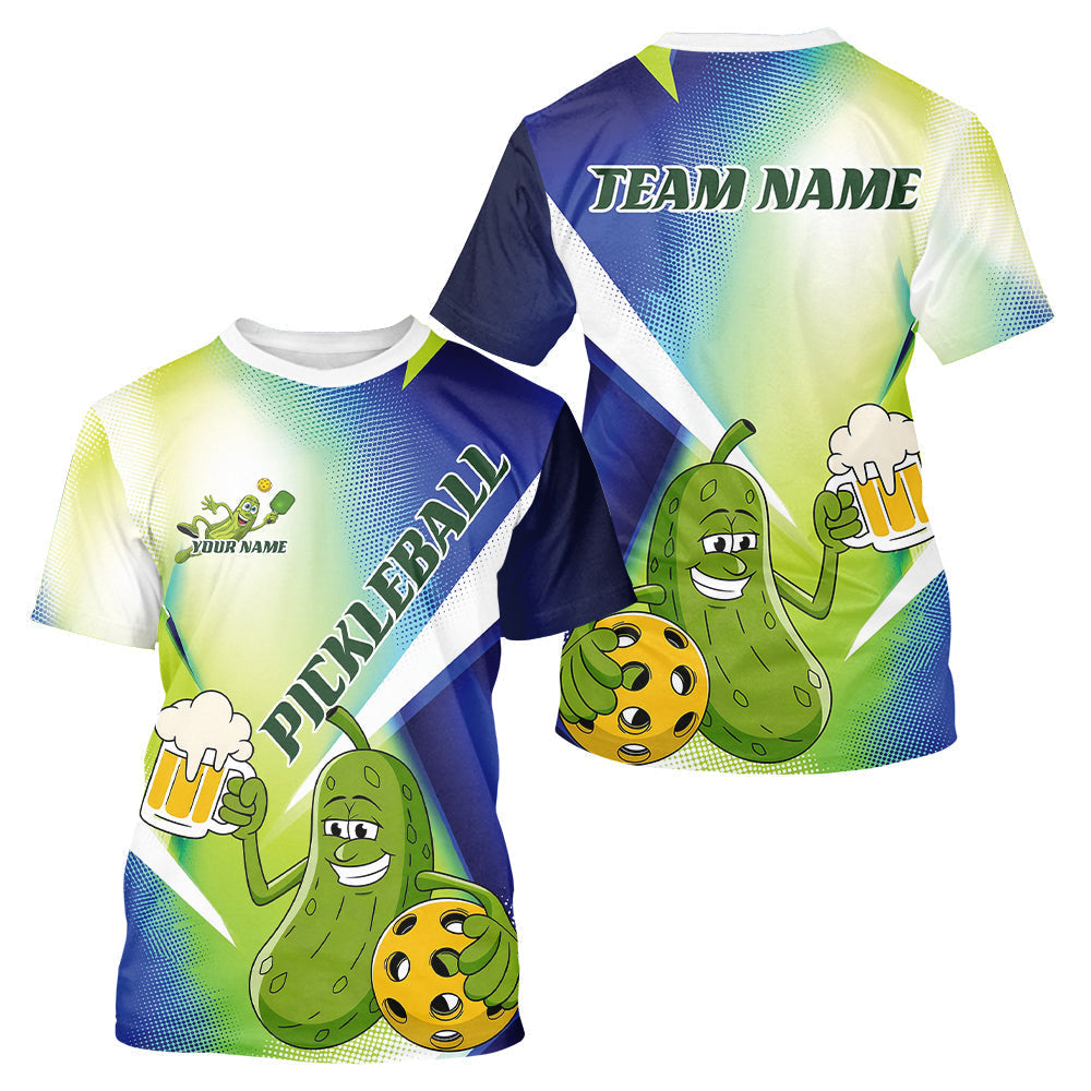 Blisscorners Custom Funny Pickles Loves Beer And Pickleball Polo Shirts For Men, Pickleball Team Shirt LM1307