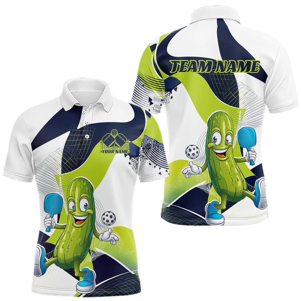 Blisscorners Custom Funny Pickleball Polo Shirts For Men, Cool Pickles Playing Pickleball Humorous Shirt 1 LM1307