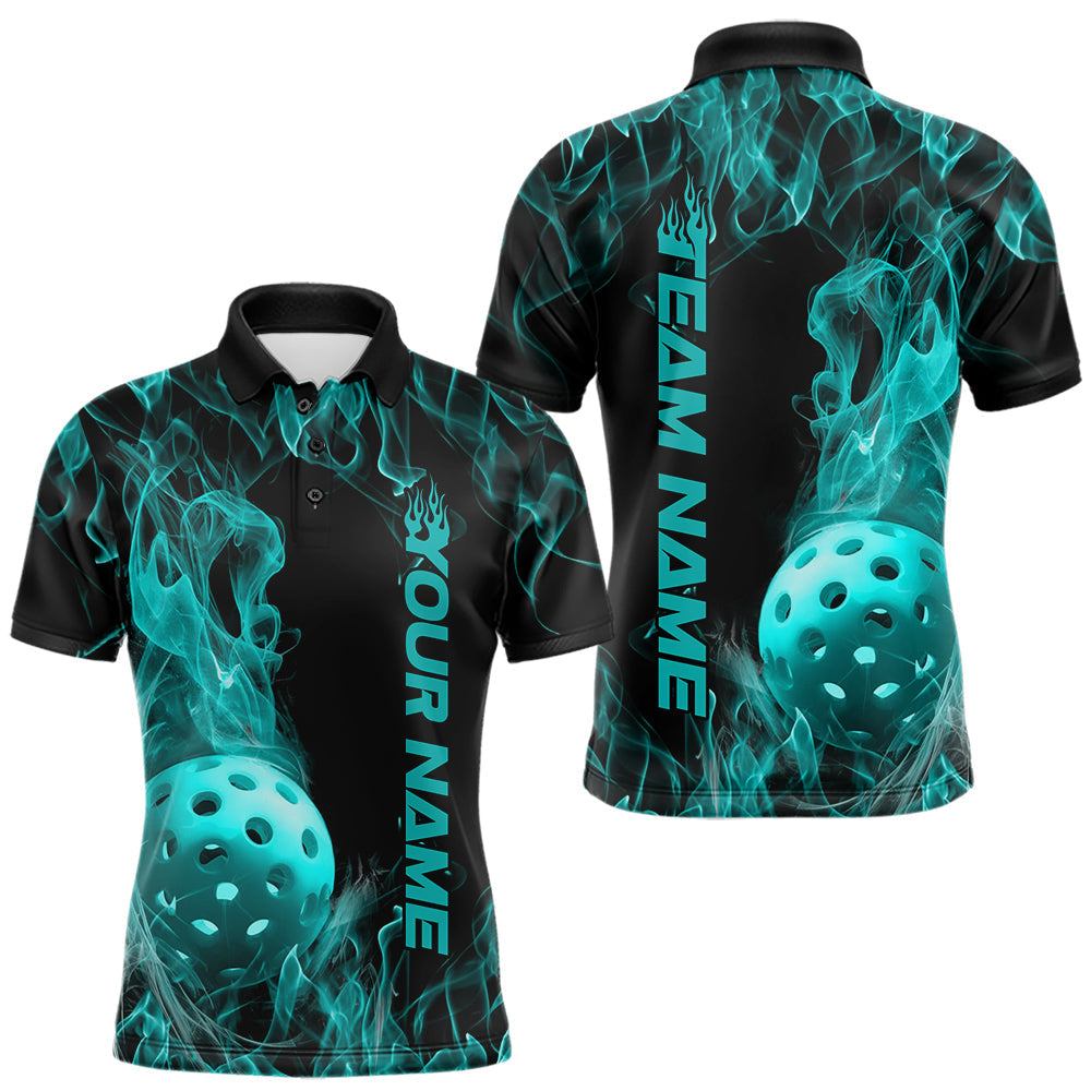 Blisscorners Custom Blue Flame Pickleball Polo Shirts For Men, Fire Pickleball Jerseys Team Uniform LM2206