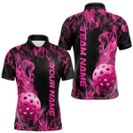 Blisscorners Custom Pink Flame Pickleball Polo Shirts For Men, Fire Pickleball Jerseys Team Uniform LM2206