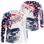 Blisscorners Custom American Flag Catfish Long Sleeve Fishing Shirts, Patriotic Catfish Fishing Jerseys LM0607