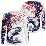 Blisscorners Custom American Flag Trout Long Sleeve Fishing Shirts, Patriotic Trout Fishing Jerseys LM0607