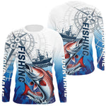 Blisscorners Custom Redfish Puppy Drum Fishing Saltwater Long Sleeve Performance Shirt LM0607