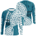 Blisscorners Aqua Blue Fishing Is In My DNA Custom Long Sleeve Fishing Shirts, Fishing Tools DNA LM0607