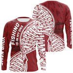 Blisscorners Red And White Fishing Is In My DNA Custom Long Sleeve Fishing Shirts, Fishing Tools DNA LM0607
