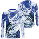 Blisscorners Blue Camo Anchor Custom Sailfish Saltwater Long Sleeve Performance Fishing Shirts LM0607