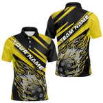 Blisscorners Black And Yellow Custom Flame Pickleball Polo Shirts For Men, Pickleball Jerseys LM1307