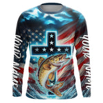 Blisscorners Custom Faith Walleye Patriotic Long Sleeve Tournament Fishing Shirt, Walleye Fishing Jersey LM0607
