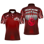 Blisscorners Custom Red Bowling Tournament Bowling Polo Shirts For Men With Team Name MT1006