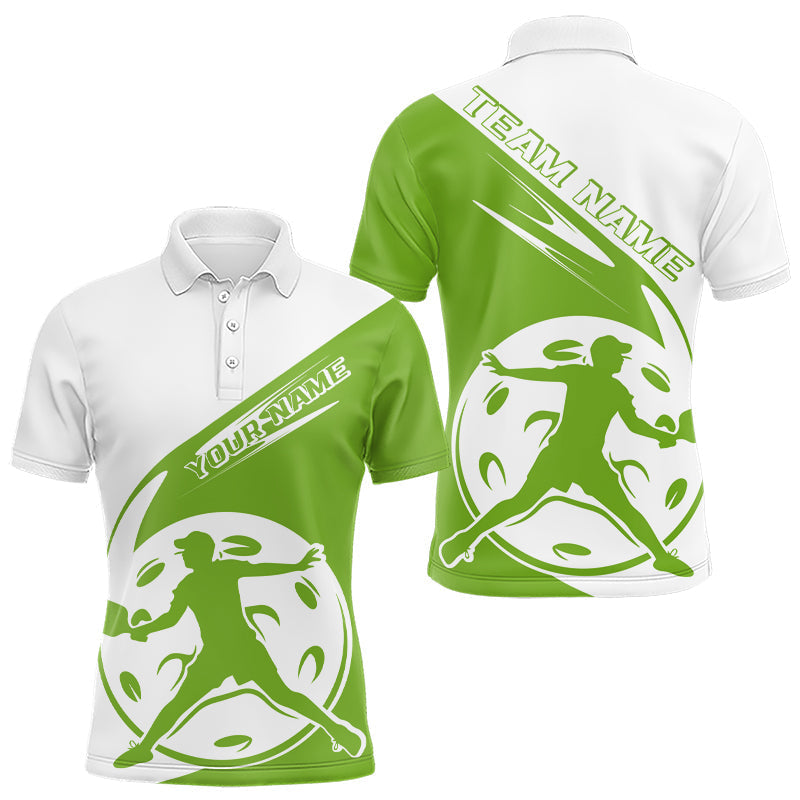 Blisscorners Custom White And Green Pickleball Jersey, Pickleballer Pickleball Player Polo Men Shirt LM2206