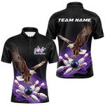 Blisscorners Custom Purple Flame Eagle Bowling Team Polo Shirts For Men, Bowling Tournament Shirt MT2306